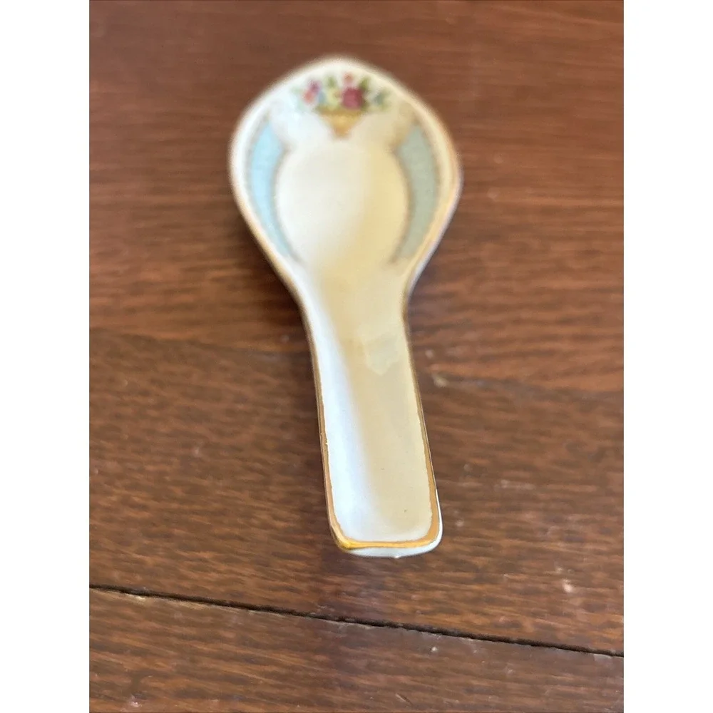 Vtg Chinese Porcelain SWATOW CHINA Soup Spoons-Floral White Blue